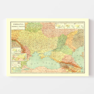 Vintage Map of Ukraine 1943