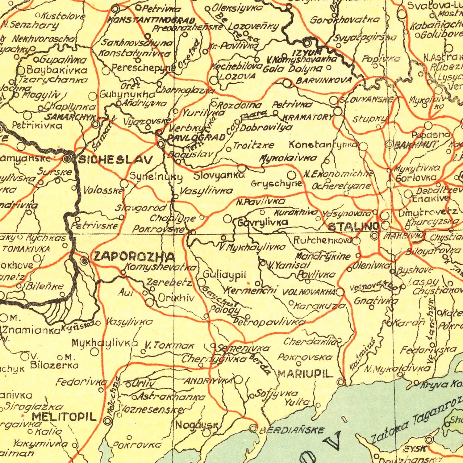 Vintage Map of Ukraine 1943