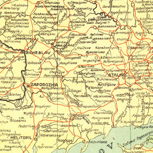 Vintage Map of Ukraine 1943