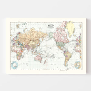 Vintage World Map 1904