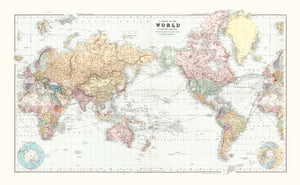 Vintage World Map 1904