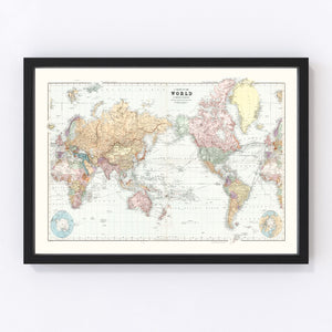 Vintage World Map 1904