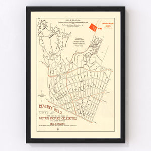 Vintage Beverly Hills, CA Street Map 1926