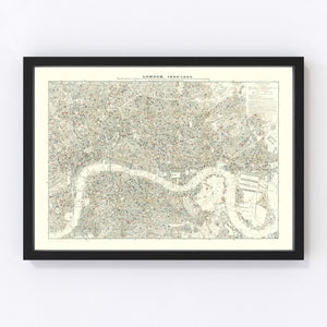 Vintage Map of London, England 1903