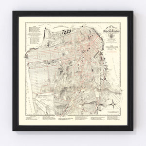 Vintage Map of San Francisco, California 1915