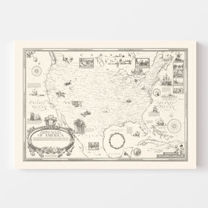 Vintage Map of United States 1926