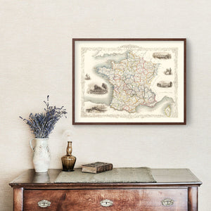 Vintage Map of France 1851