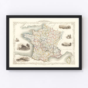 Vintage Map of France 1851