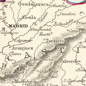 Vintage Map of Portugal & Spain 1851