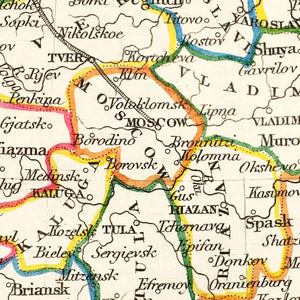 Vintage Map of Russia in Europe 1851