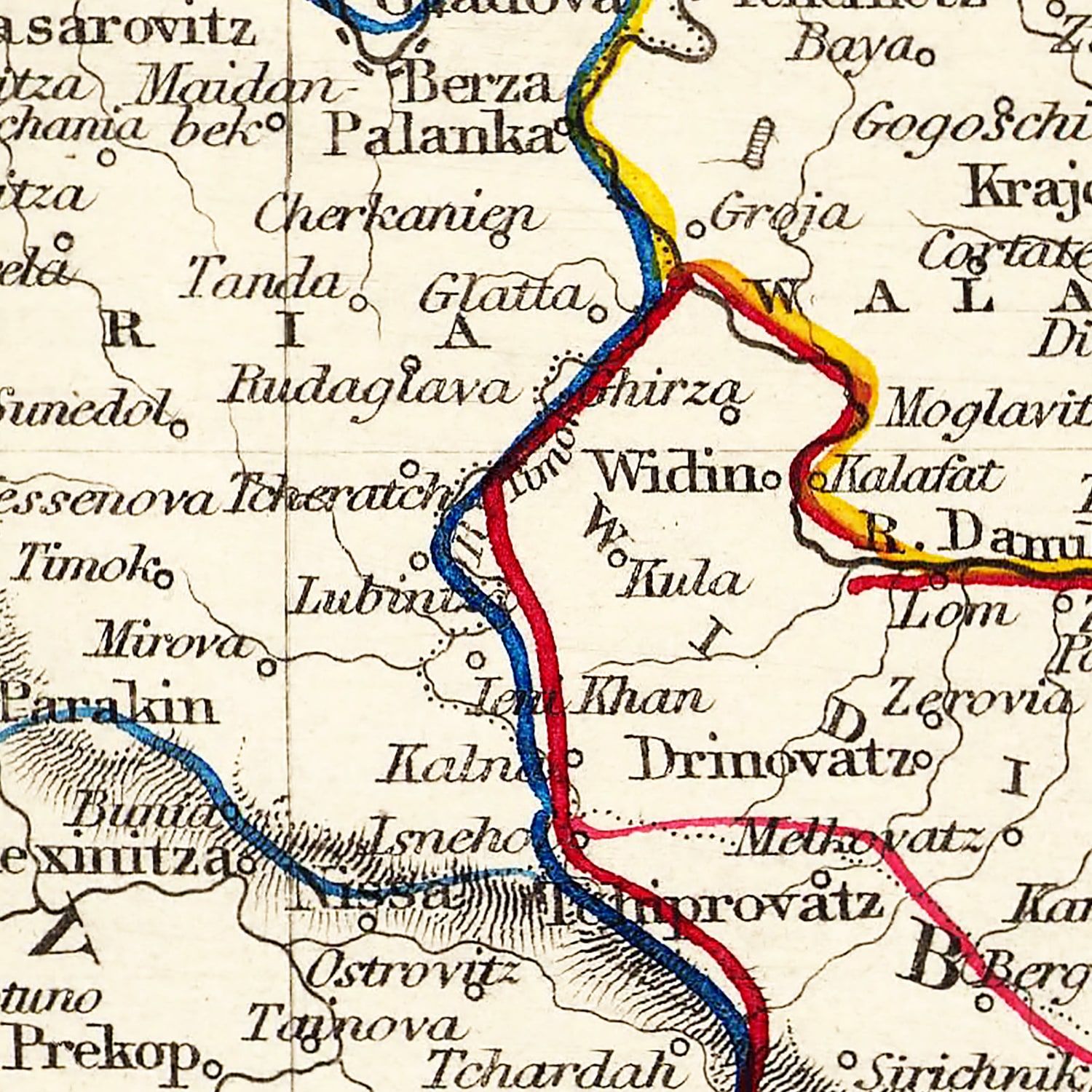 Vintage Map of Turkey in Europe 1851