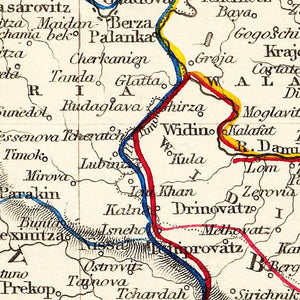 Vintage Map of Turkey in Europe 1851