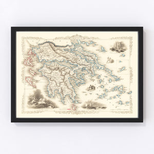 Vintage Map of Greece 1851