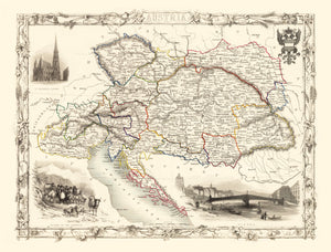 Vintage Map of Austria 1851