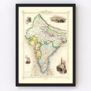 Vintage Map of British India 1851