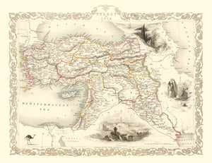 Vintage Map of Turkey in Asia 1851