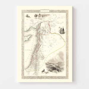 Vintage Map of Syria 1851