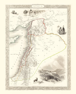 Vintage Map of Syria 1851