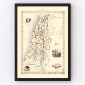 Vintage Map of Ancient Palestine 1851