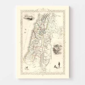Vintage Map of Modern Palestine 1851