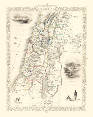 Vintage Map of Modern Palestine 1851