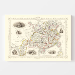 Vintage Map of China & Burmah 1851