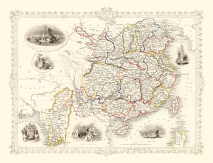 Vintage Map of China & Burmah 1851