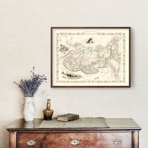 Vintage Map of Russia in Asia 1851