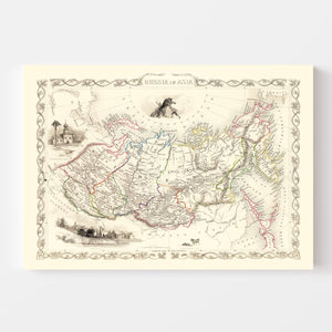 Vintage Map of Russia in Asia 1851