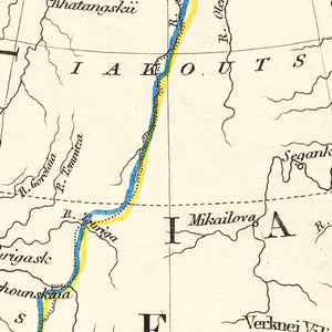 Vintage Map of Russia in Asia 1851