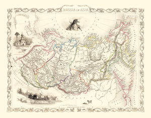 Vintage Map of Russia in Asia 1851