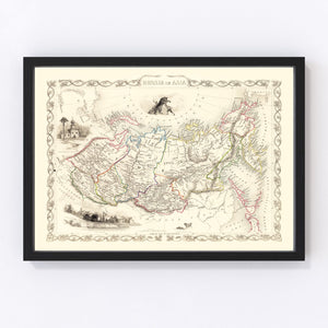 Vintage Map of Russia in Asia 1851