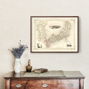 Vintage Map of Japan & Korea 1851
