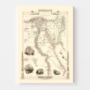 Vintage Map of Egypt & Saudi Arabia 1851