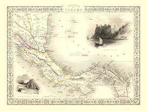 Vintage Map of Panama 1851