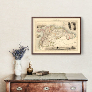 Vintage Map of Venezuela, New Granada, Ecuador & the Guayanas 1851