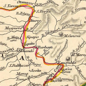 Vintage Map of Venezuela, New Granada, Ecuador & the Guayanas 1851