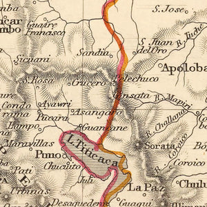 Vintage Map of Peru & Bolivia 1851