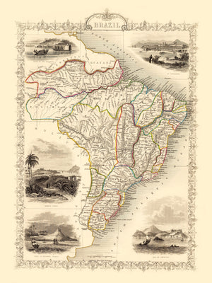 Vintage Map of Brazil 1851