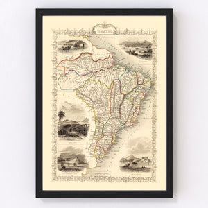 Vintage Map of Brazil 1851