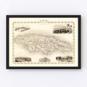 Vintage Map of Jamaica 1851