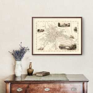 Vintage Map of Aberdeen, Scotland 1851