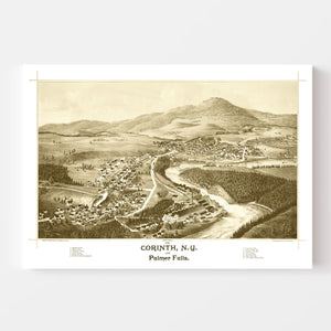 Vintage Map of Corinth & Palmer Falls, New York 1888