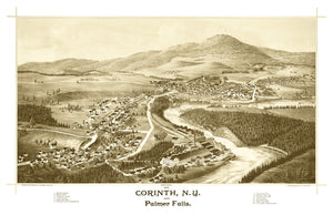 Vintage Map of Corinth & Palmer Falls, New York 1888