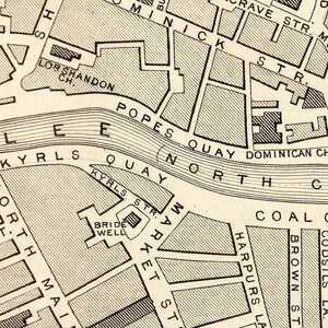 Vintage Map of Cork, Ireland 1851