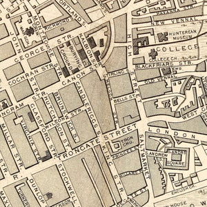 Vintage Map of Glasgow, Scotland 1851