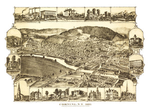 Vintage Map of Corning, New York 1882