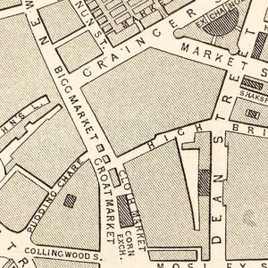 Vintage Map of Newcastle on Tyne, United Kingdom 1851