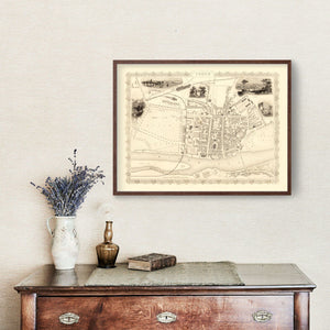 Vintage Map of Perth, Scotland 1851