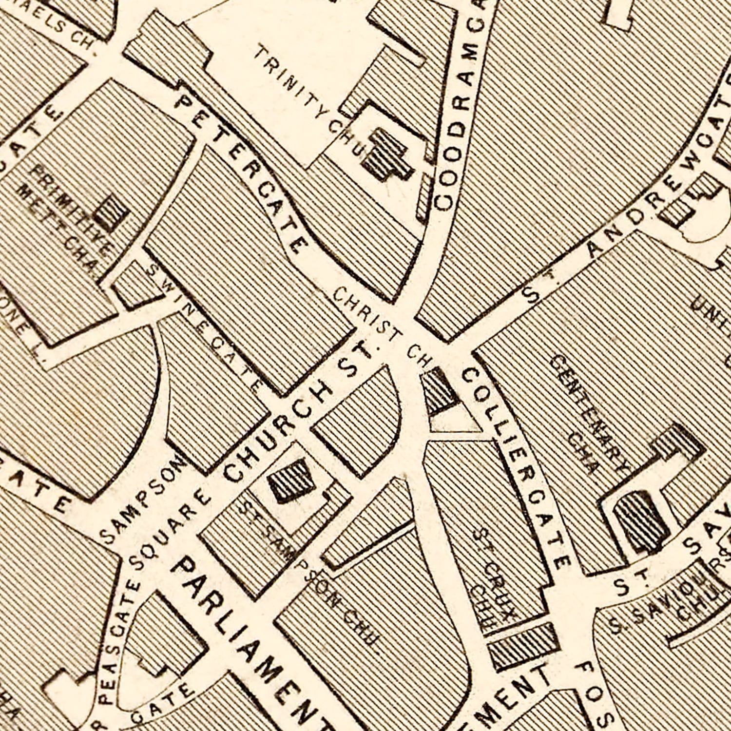 Vintage Map of York, United Kingdom 1851